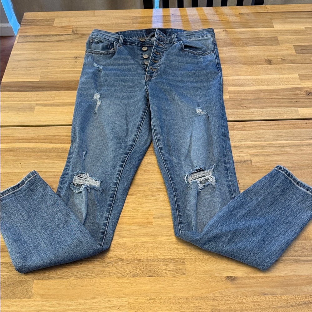 Aeropostale Women’s Super High Rise Distressed Blue Jeans - Size 8